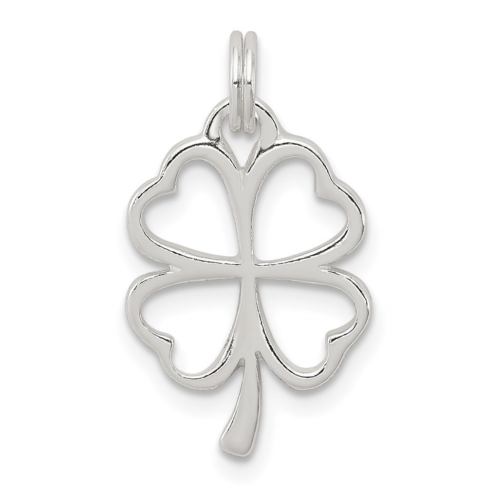 Million Charms Sterling Silver Four Leaf Clover Shamrock Necklace Charm Pendant